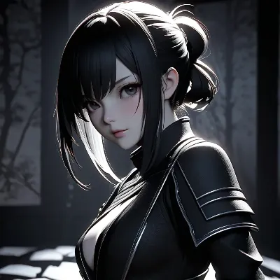 影に輝く黒髪の戦士