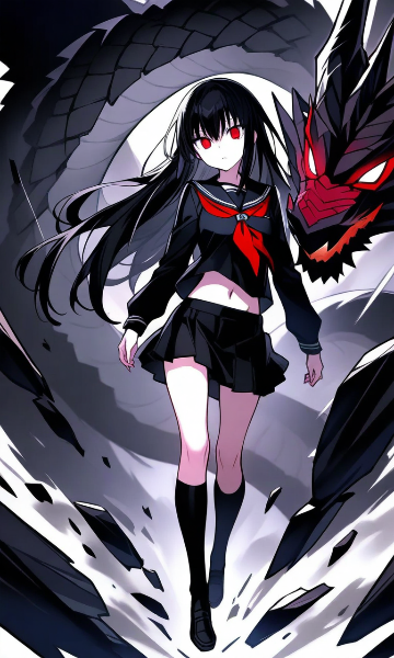 Girl with black dragons