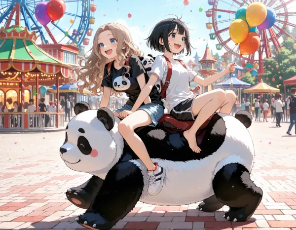 黒髪＆ブロンド・遊園地に行った