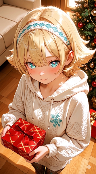 クリスマスの贈り物と少女の秘密の微笑み