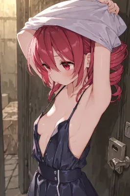 汗ばむ赤髪の少女