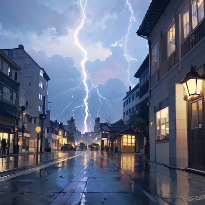 突然の雷雨で
