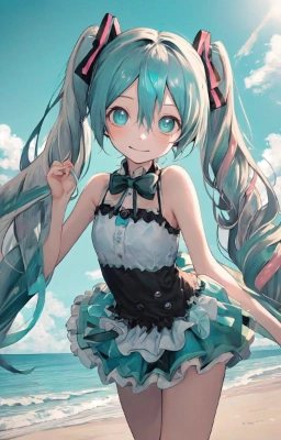 初音ミク　夏の海辺