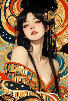 黄金の華に包まれた美女