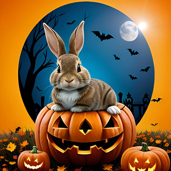 うさぎ　かわいい　ハロウィン　かぼちゃ