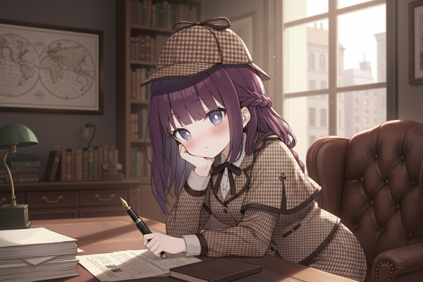 考え事をする探偵少女