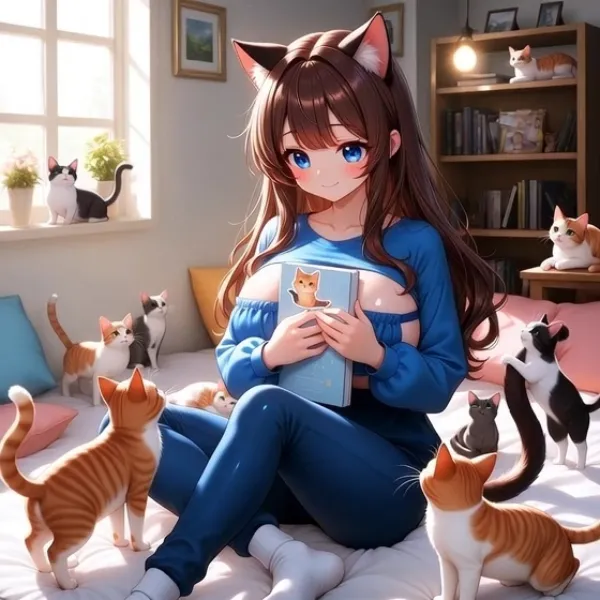 手帳にステッカーを貼る猫又さん