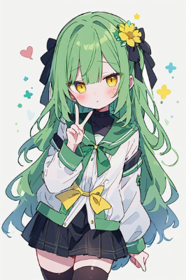 花の髪飾りを着けた少女