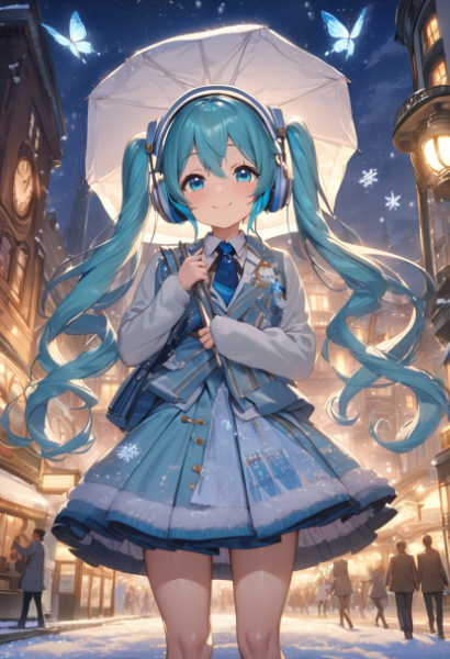 傘をさす雪ミクちゃん