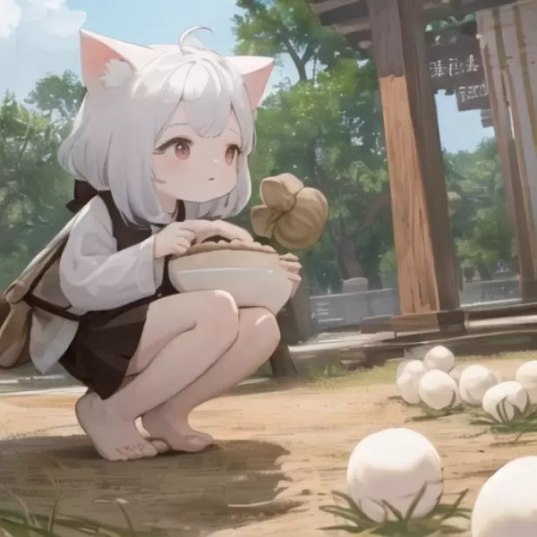 みたらし団子の団子を収穫にゃん