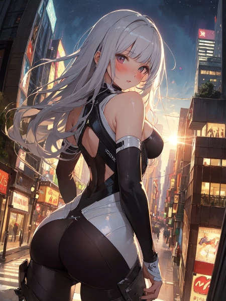 プリケツな銀髪女性