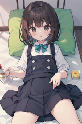 寝転んだボブカットの女の子