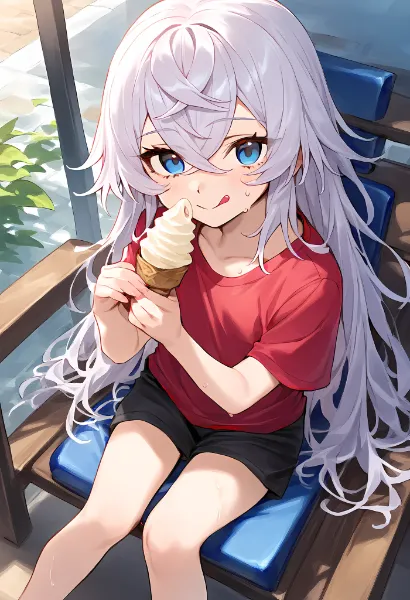 初めてのソフトクリームを美味しそうに舐める孫一ちゃん👅🍦