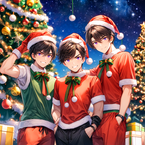 サマークリスマスの、黒髪短髪男性達★(5枚)