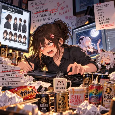 某創作小説作家の様子。