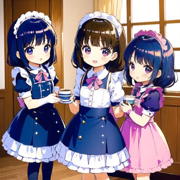 お店のお手伝いをする姉妹