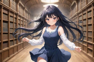 図書館と女の子