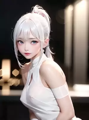白髪碧眼少女