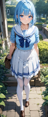夏の青髪生徒さん