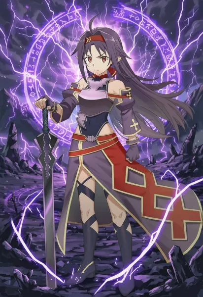 地面に剣を刺すカッコいいSAOのユウキ！