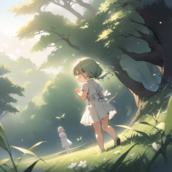 カマキリと女の子