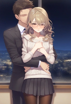 初恋の人に抱きしめられて戸惑う人妻