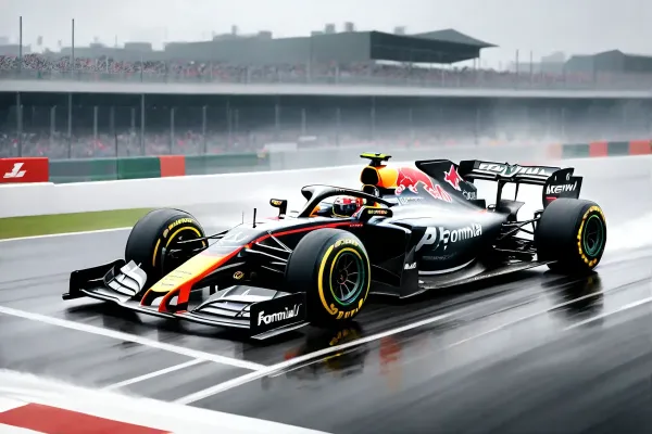 雨中を疾走するF1マシン