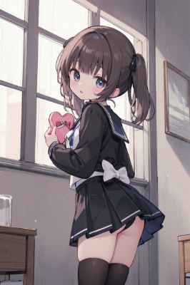 バレンタインのチョコを持つ少女