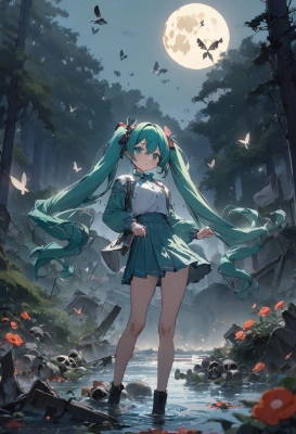満月と髑髏の森の少女