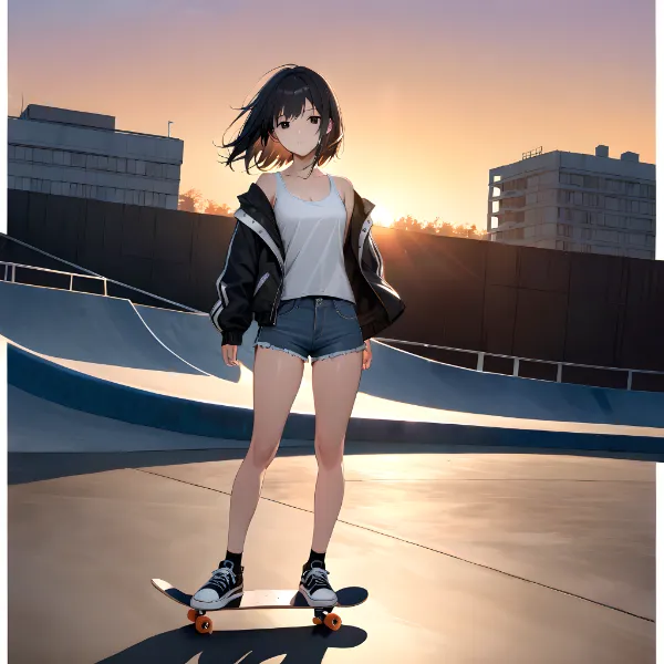 渡辺葵ちゃん、大学生モデルのスケートボード撮影