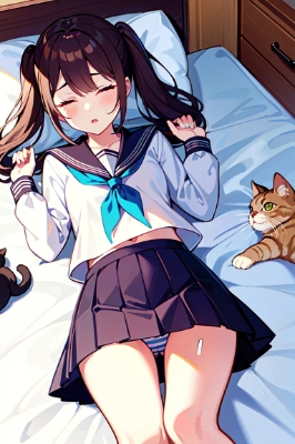 猫とセーラー服