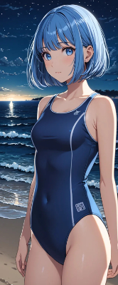 夜のスクール水着