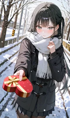 黒髪ロング　バレンタイン