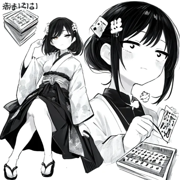 浴衣姿のクールな読書少女