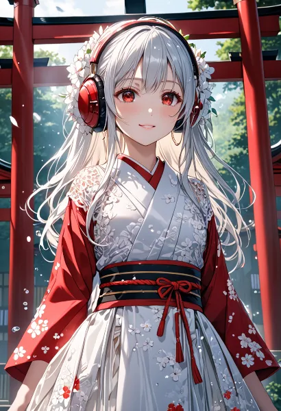 桜舞う鳥居で奏でる秘密の調べ