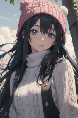 女子高生とニット帽