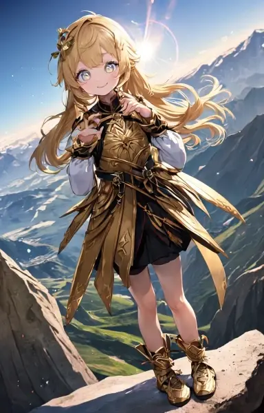 絶景に佇む金色の髪の少女