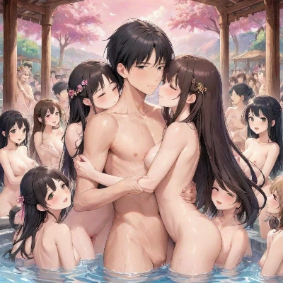桜湯に咲く運命のハーレム