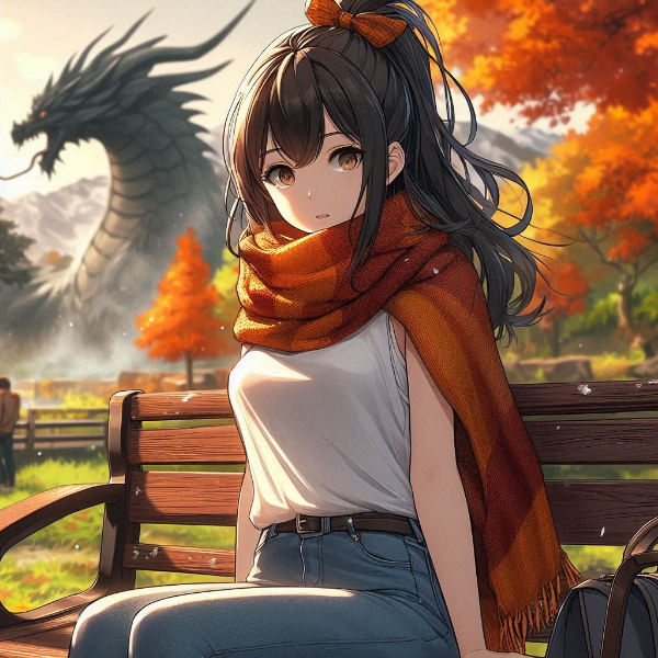 ハーフアップ×秋風カジュアル