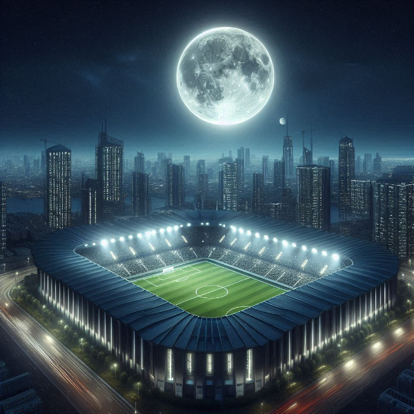 月下のサッカースタジアム