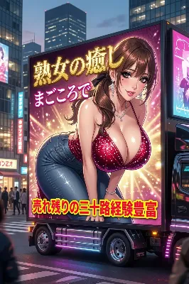 広告トラックのアニメ女性