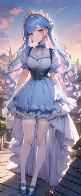 夕暮れの青髪お姫様