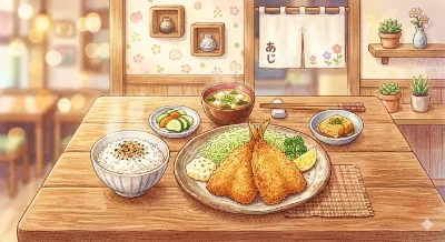 アジフライ定食だにゃん！