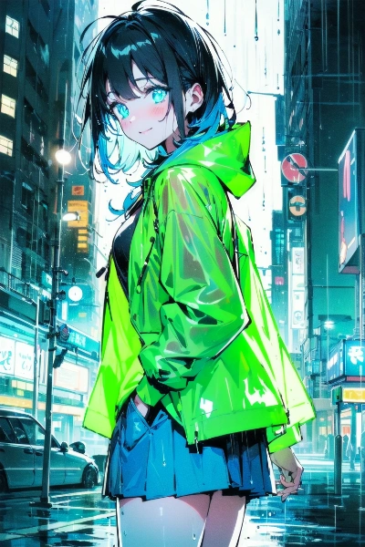 rainy neon city