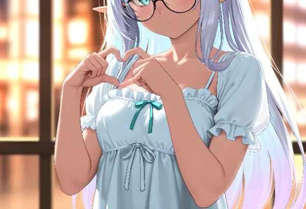 銀髪エルフの夕暮れハート