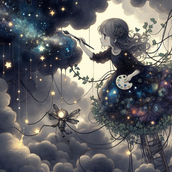 曇り空を星空に