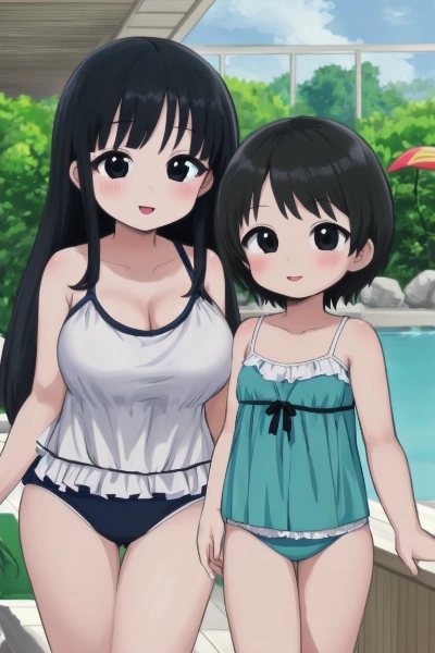 水着の百合カップル