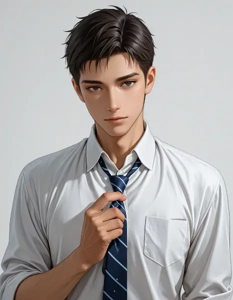 ネクタイを直すクールな青年