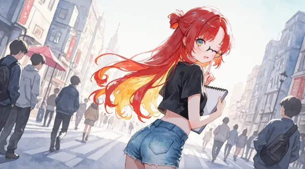 スケッチブックをもったまま