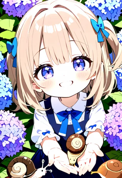 アジサイとカタツムリ